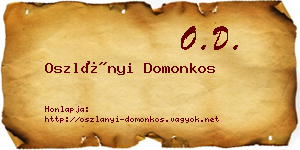 Oszlányi Domonkos névjegykártya